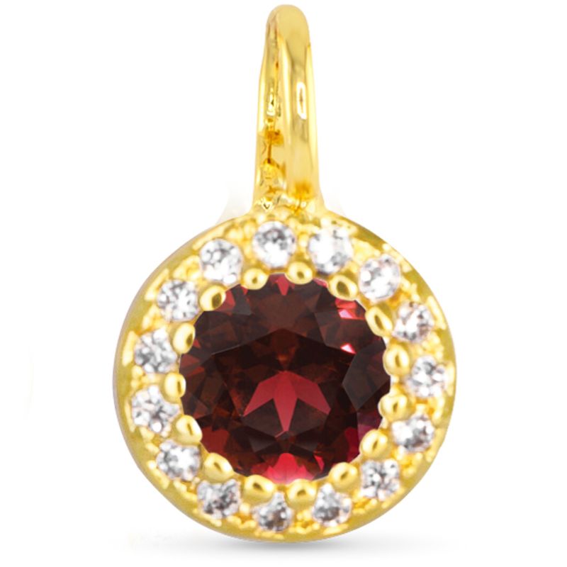 Red CZ Halo Charm Gold